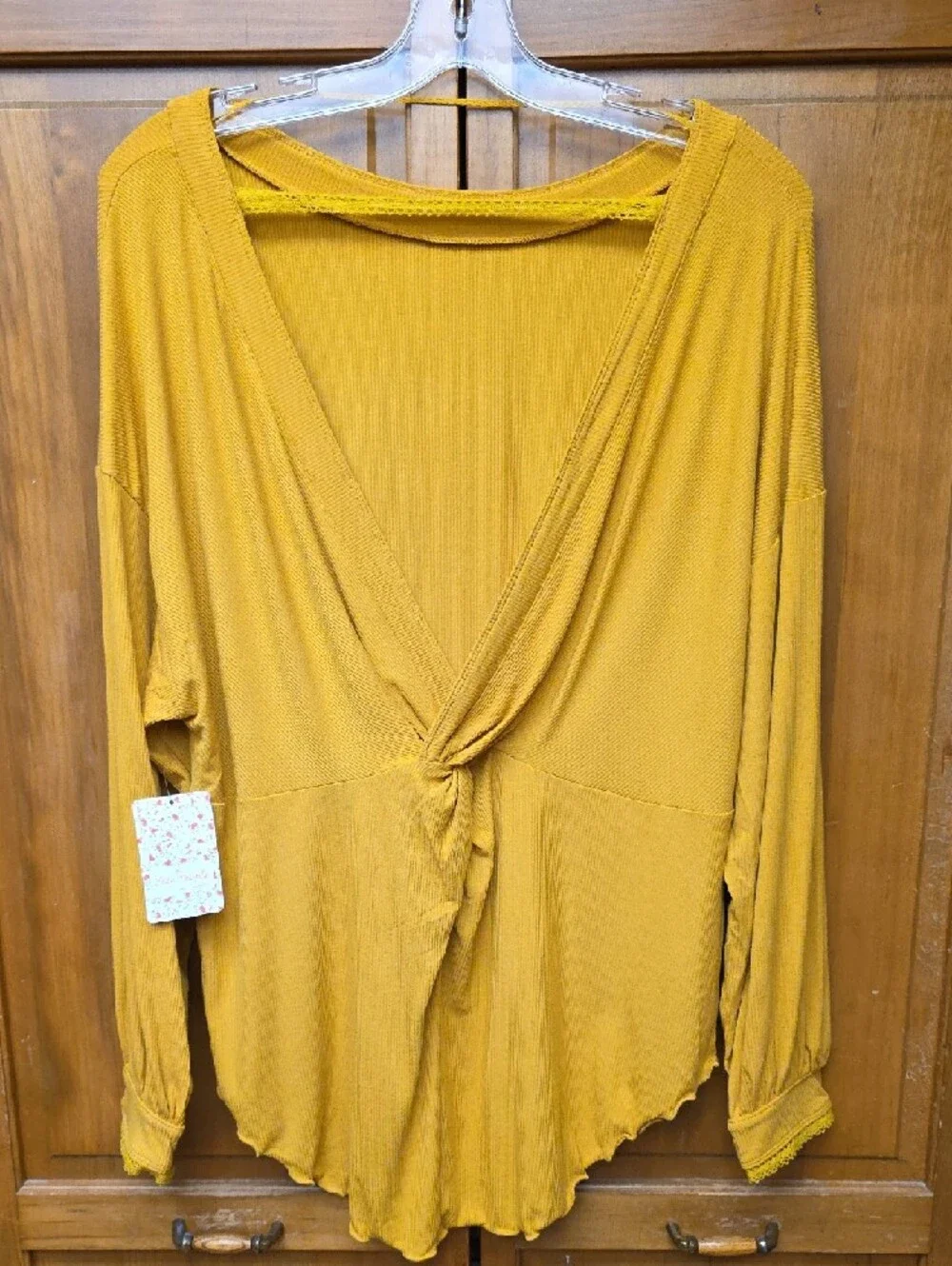 Free People Shimmy Shake Ribbed Open Back Oversized Tunic Top Gold  Size XS